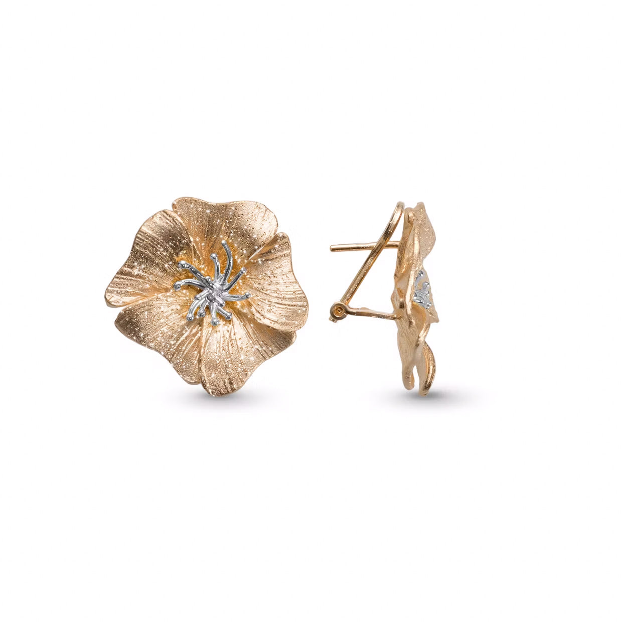 Earrings – Stardust Flower Twocolour – Sterling Silver – 20 mm