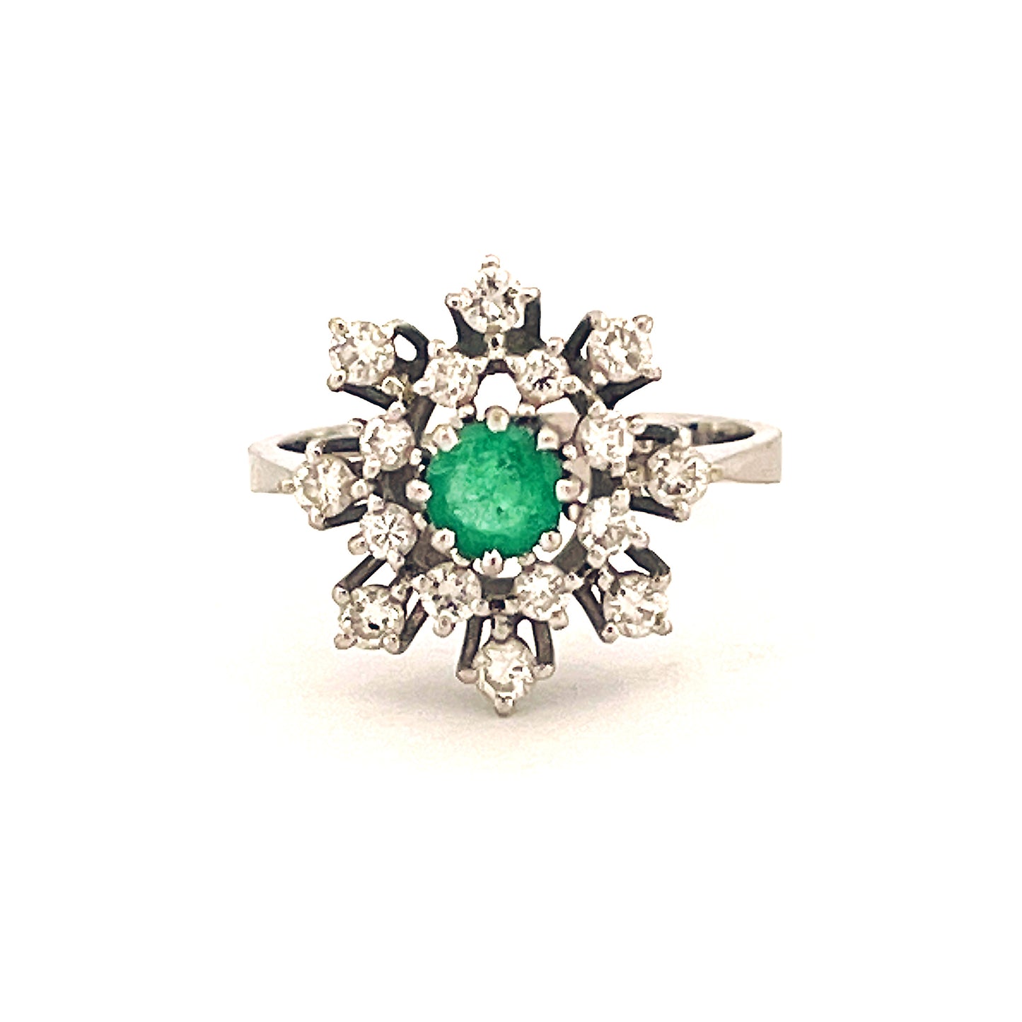 Sormus Smaragdi, briljantit 18k valkokulta - Vintage